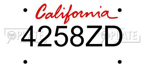 4258ZD California License Plate