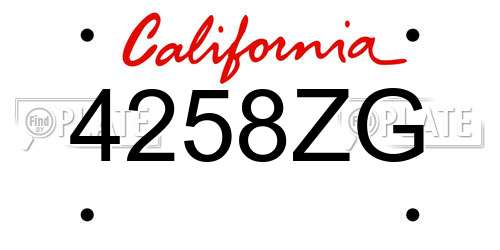 4258ZG California License Plate