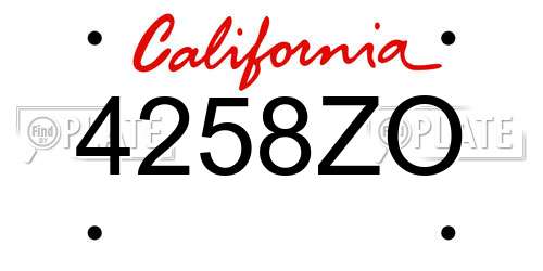 4258ZO California License Plate