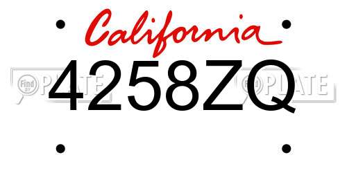 4258ZQ California License Plate