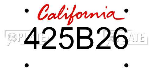 425B26 California License Plate