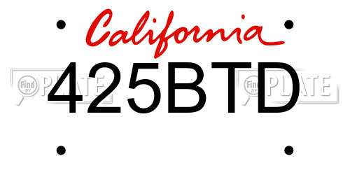425BTD California License Plate