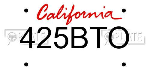 425BTO California License Plate