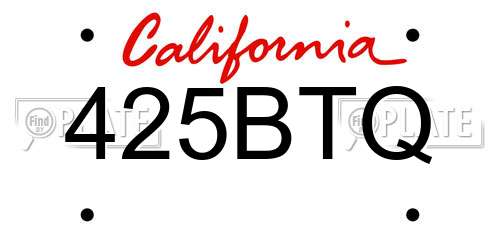 425BTQ California License Plate