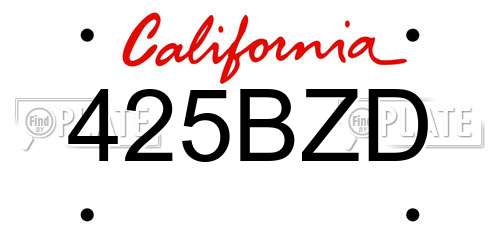 425BZD California License Plate