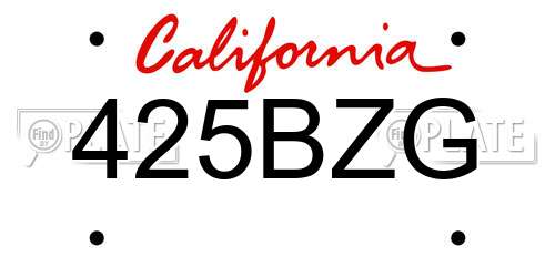425BZG California License Plate