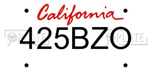 425BZO California License Plate