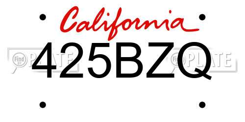 425BZQ California License Plate