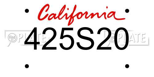 425S20 California License Plate
