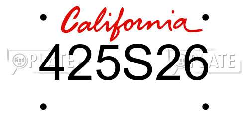 425S26 California License Plate