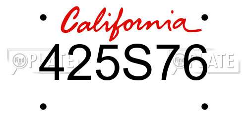 425S76 California License Plate
