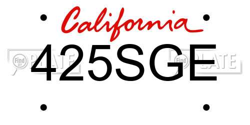 425SGE California License Plate
