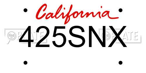 425SNX California License Plate