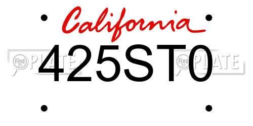 425ST0 California License Plate