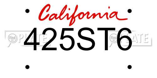 425ST6 California License Plate