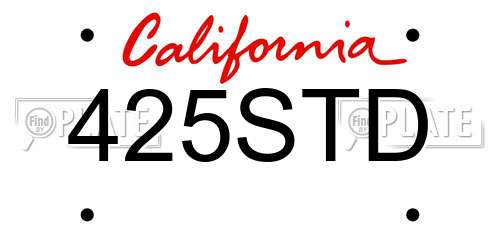 425STD California License Plate