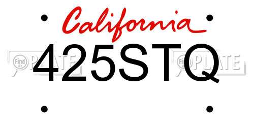 425STQ California License Plate