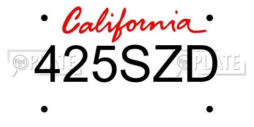 425SZD California License Plate