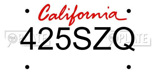 425SZQ California License Plate