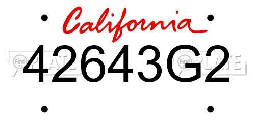 42643G2 California License Plate