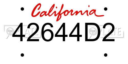 42644D2 California License Plate