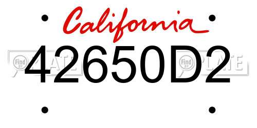 42650D2 California License Plate