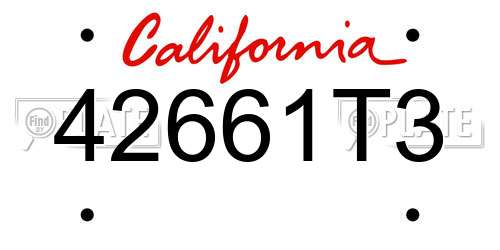 42661T3 California License Plate