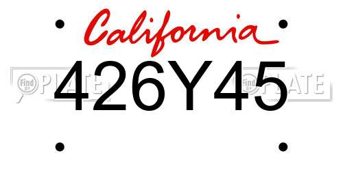 426Y45 California License Plate