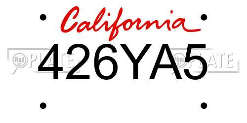 426YA5 California License Plate