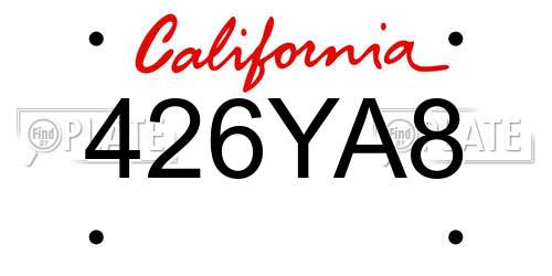 426YA8 California License Plate