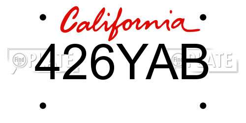 426YAB California License Plate