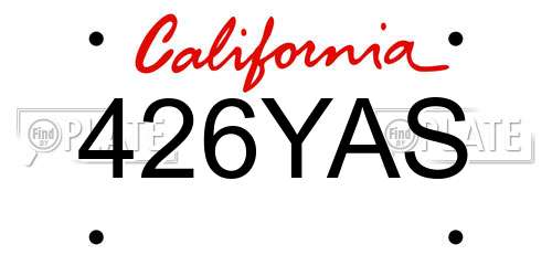 426YAS California License Plate