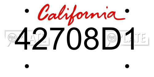 42708D1 California License Plate