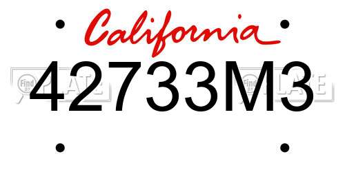 42733M3 California License Plate
