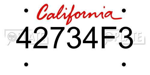 42734F3 California License Plate
