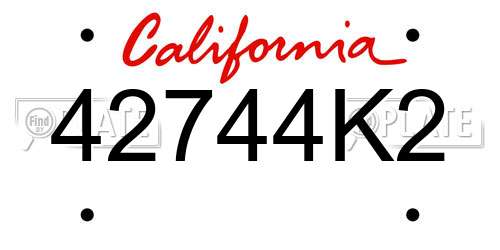 42744K2 California License Plate