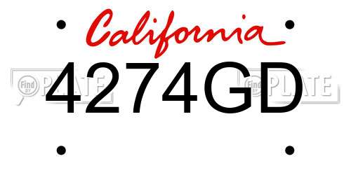 4274GD California License Plate