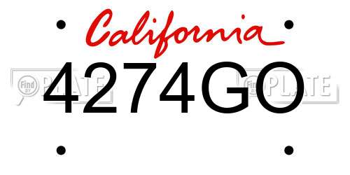 4274GO California License Plate