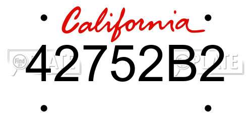 42752B2 California License Plate