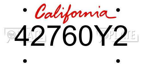 42760Y2 California License Plate