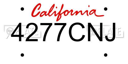 4277CNJ California License Plate