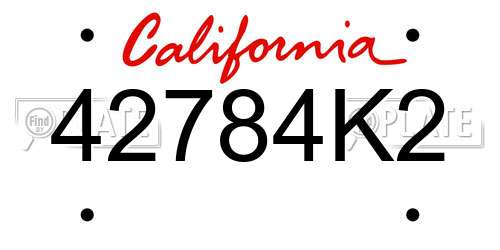 42784K2 California License Plate