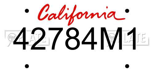 42784M1 California License Plate