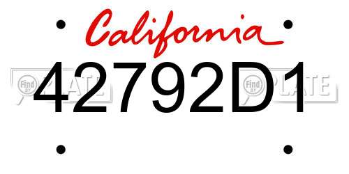 42792D1 California License Plate