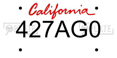 427AG0 California License Plate