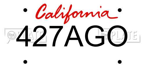 427AGO California License Plate