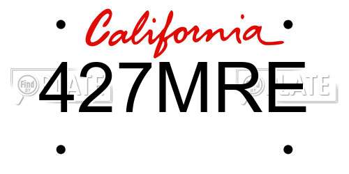 427MRE California License Plate