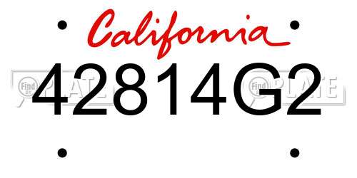 42814G2 California License Plate