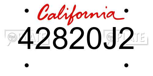 42820J2 California License Plate