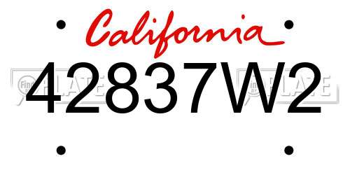 42837W2 California License Plate